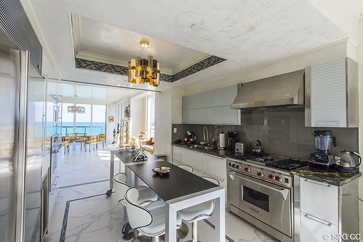 Gourmet Kitchen inside Residence 1106 at Acqualina, Luxury Oceanfront Condominiums in Sunny Isles Beach, Florida 33160