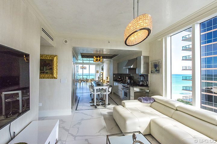Family Room inside Residence 1106 at Acqualina, Luxury Oceanfront Condominiums in Sunny Isles Beach, Florida 33160