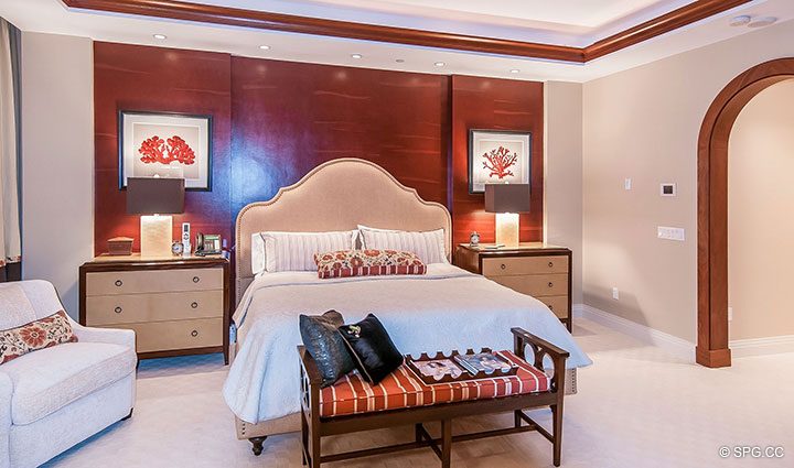 Master Bedroom in Residence 406 at Bellaria, Luxury Oceanfront Condominiums in Palm Beach, Florida 33480.