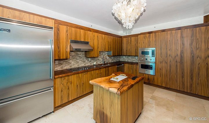 Large Gourmet Kitchen inside Residence 3806 at Portofino Tower, Luxury Waterfront Condominiums in Miami Beach, Florida 33139