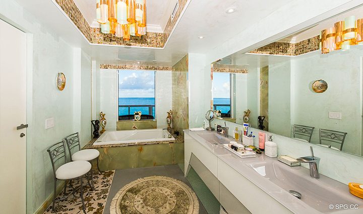 Master Bathroom in Residence 1106 at Acqualina, Luxury Oceanfront Condominiums in Sunny Isles Beach, Florida 33160