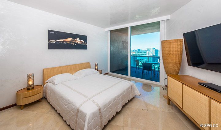 Master Bedroom inside Residence 3806 at Portofino Tower, Luxury Waterfront Condominiums in Miami Beach, Florida 33139