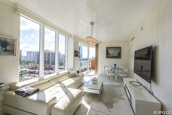 Family Room in Residence 1106 at Acqualina, Luxury Oceanfront Condominiums in Sunny Isles Beach, Florida 33160