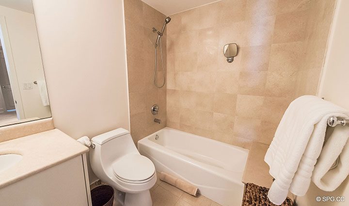 Guest Bathroom in Residence 6A, Tower II For Sale at The Palms, Luxury Oceanfront Condominiums Fort Lauderdale, Florida 33305