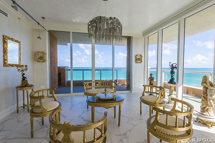 Living Room inside Residence 1106 at Acqualina, Luxury Oceanfront Condominiums in Sunny Isles Beach, Florida 33160