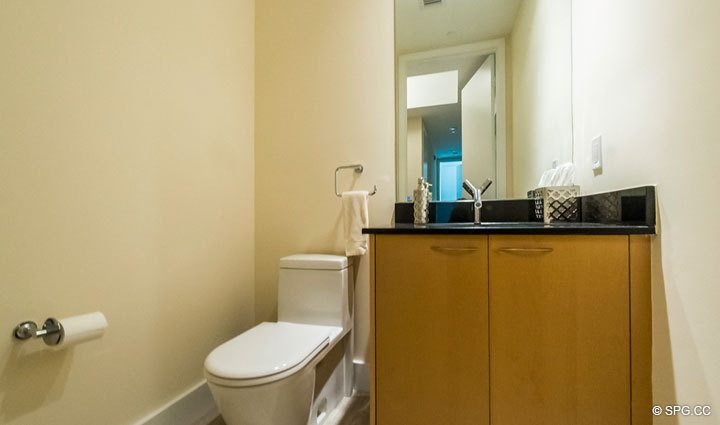 Powder Room inside Residence 701, For Rent at Trump Towers One, Luxury Oceanfront Condos in Sunny Isles Beach, Florida 33160