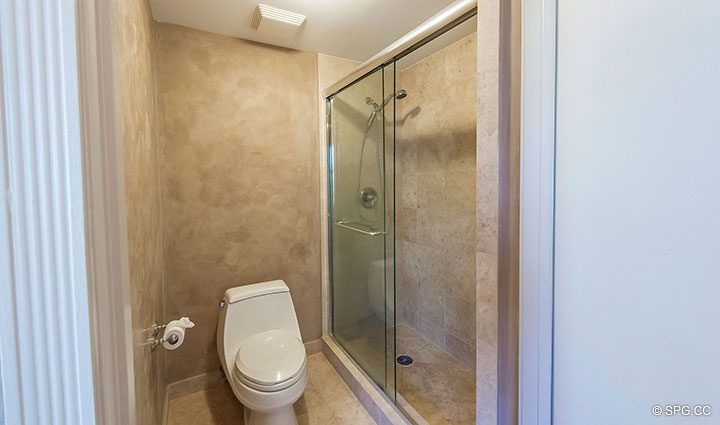 Guest Bathroom in Residence 6A, Tower II For Sale at The Palms, Luxury Oceanfront Condominiums Fort Lauderdale, Florida 33305