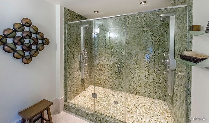 Large Master Shower in Penthouse 10 at Sian Ocean Residences, Luxury Oceanfront Condominiums Hollywood Beach, Florida 33019
