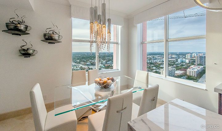 Kitchen Dining Space inside Penthouse Residence 26A, Tower I at The Palms, Luxury Oceanfront Condos in Fort Lauderdale, Florida 33305.