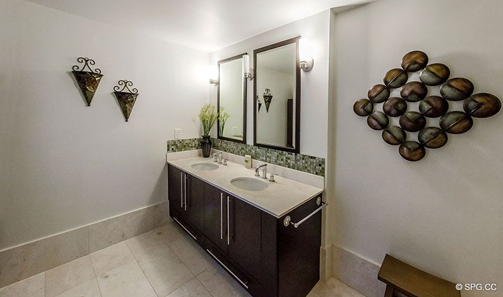 Master Bath with Two Vanities in Penthouse 10 at Sian Ocean Residences, Luxury Oceanfront Condominiums Hollywood Beach, Florida 33019