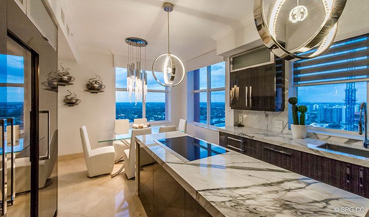 Superb Gourmet Kitchen inside Penthouse Residence 26A, Tower I at The Palms, Luxury Oceanfront Condos in Fort Lauderdale, Florida 33305.