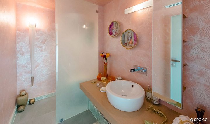Guest Bath inside Residence 1106 at Acqualina, Luxury Oceanfront Condominiums in Sunny Isles Beach, Florida 33160