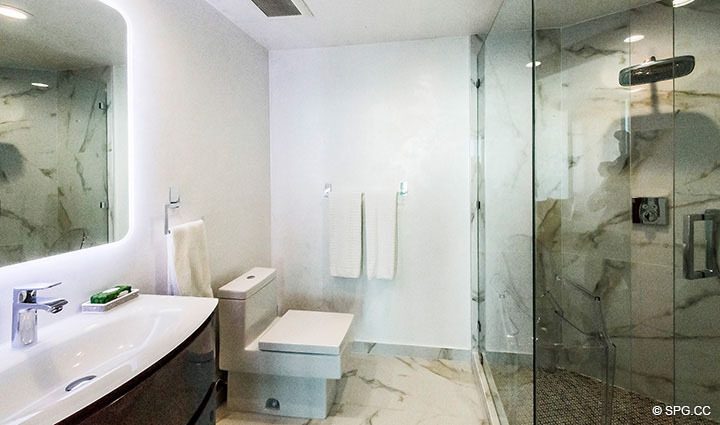 Guest Bath inside Residence 3806 at Portofino Tower, Luxury Waterfront Condominiums in Miami Beach, Florida 33139