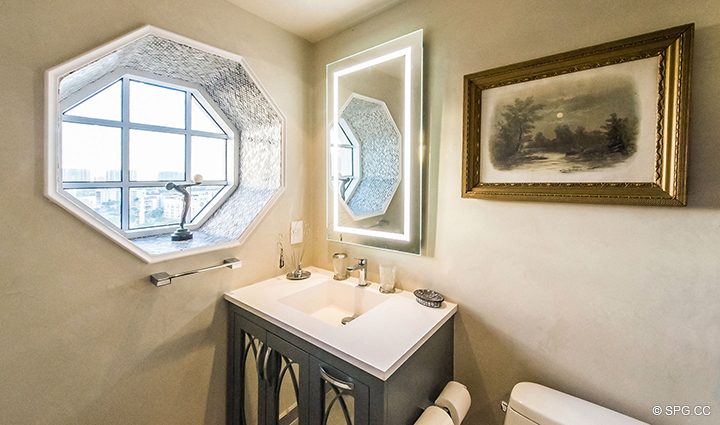 Guest Bathroom inside Residence 1106 at Acqualina, Luxury Oceanfront Condominiums in Sunny Isles Beach, Florida 33160