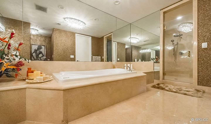 Master Bathroom inside Penthouse Residence 26A, Tower I at The Palms, Luxury Oceanfront Condos in Fort Lauderdale, Florida 33305.