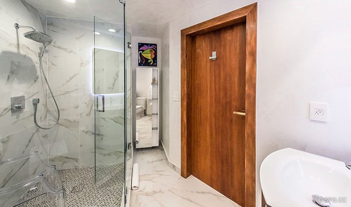 Guest Bath inside Residence 3806 at Portofino Tower, Luxury Waterfront Condominiums in Miami Beach, Florida 33139