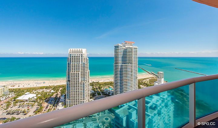 Terrace Views from Residence 3806 at Portofino Tower, Luxury Waterfront Condominiums in Miami Beach, Florida 33139
