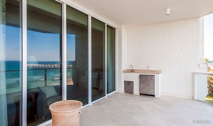 Terrace access for Residence 406 at Bellaria, Luxury Oceanfront Condominiums in Palm Beach, Florida 33480.