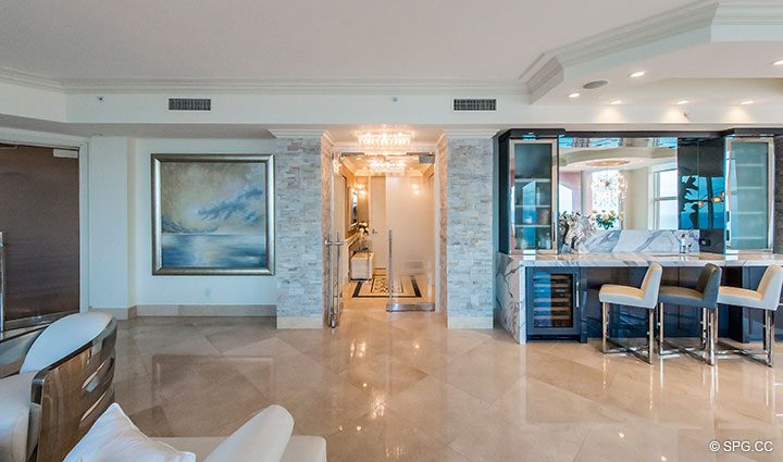 Entry into Penthouse Residence 26A, Tower I at The Palms, Luxury Oceanfront Condos in Fort Lauderdale, Florida 33305.