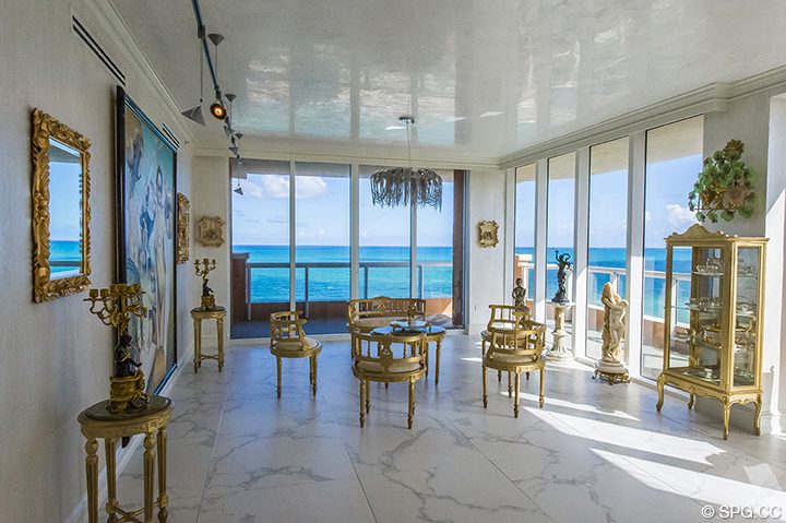 Living Room Ocean Views in Residence 1106 at Acqualina, Luxury Oceanfront Condominiums in Sunny Isles Beach, Florida 33160