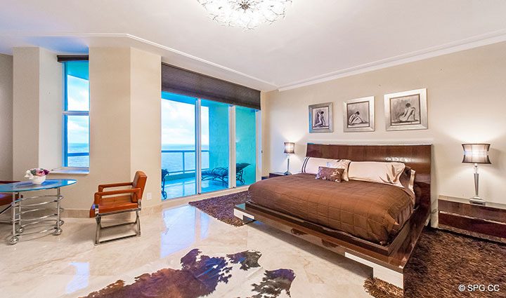 Spacious Master Suite inside Penthouse Residence 26A, Tower I at The Palms, Luxury Oceanfront Condos in Fort Lauderdale, Florida 33305.