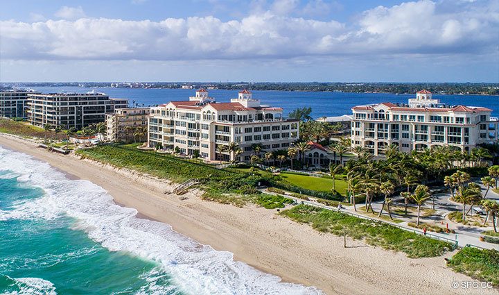 Aerial of Residence 204 at Bellaria, Luxury Oceanfront Condominiums in Palm Beach, Florida 33480.