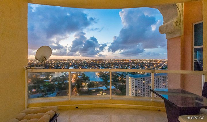 Spacious Guest Terrace for Penthouse Residence 26A, Tower I at The Palms, Luxury Oceanfront Condos in Fort Lauderdale, Florida 33305.