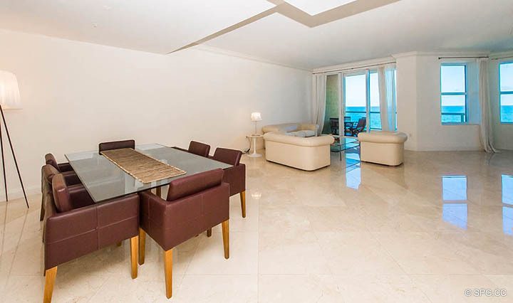 Dining Area inside Residence 10D, Tower II at The Palms, Luxury Oceanfront Condominiums Fort Lauderdale, Florida 33305
