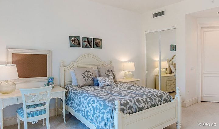 Guest Bedroom inside Residence 204 at Bellaria, Luxury Oceanfront Condominiums in Palm Beach, Florida 33480.