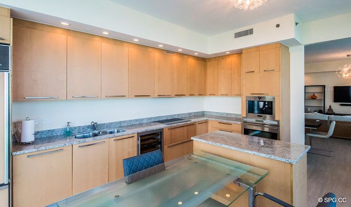 Gourmet Kitchen inside Residence 701, For Rent at Trump Towers One, Luxury Oceanfront Condos in Sunny Isles Beach, Florida 33160