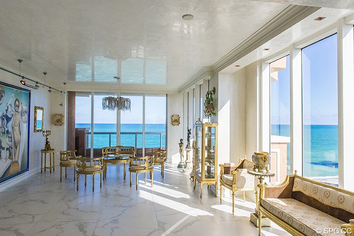 Living Room Evenings at Residence 1106 at Acqualina, Luxury Oceanfront Condominiums in Sunny Isles Beach, Florida 33160