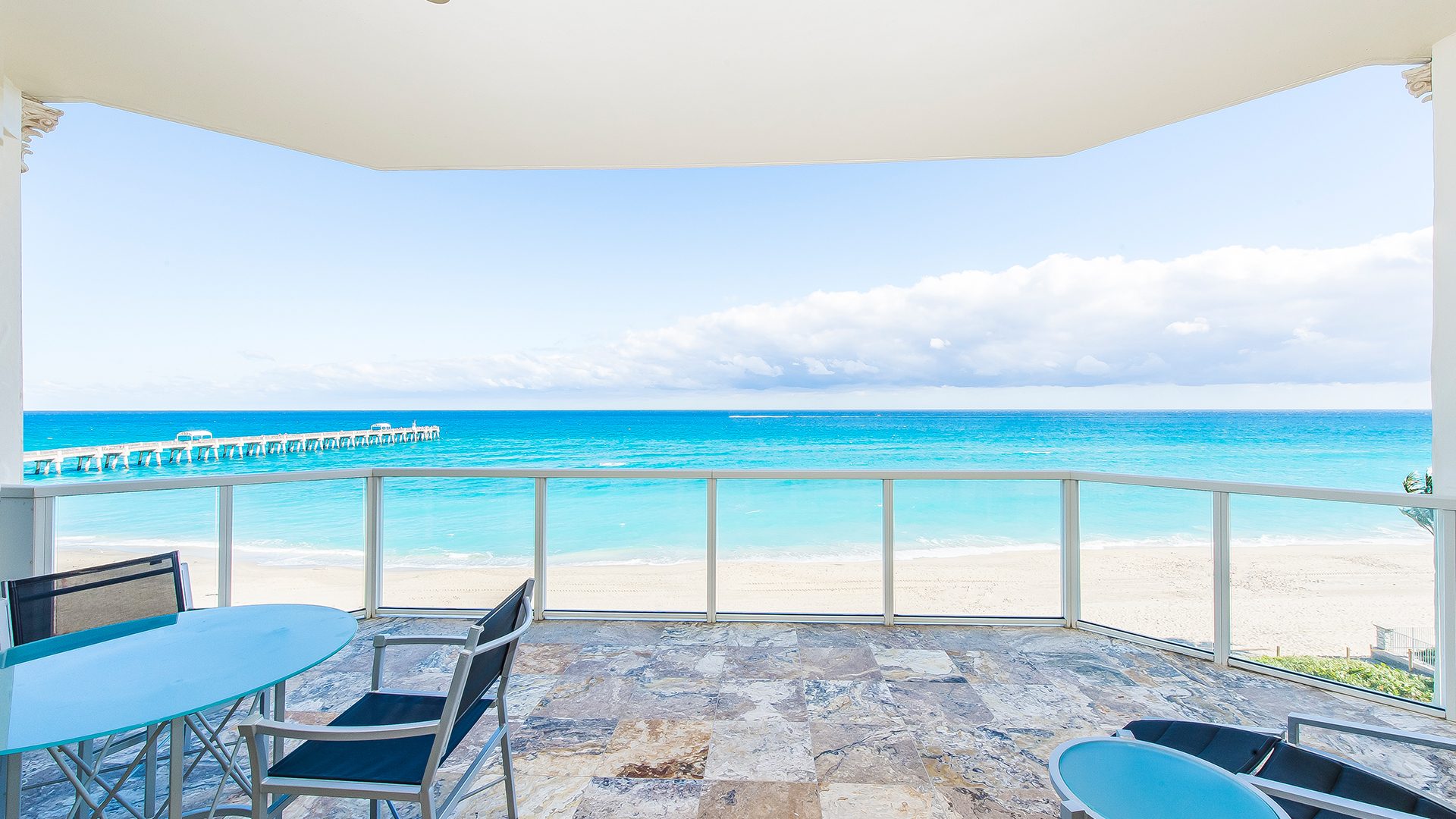 Ocean Views from Residence 507 at Bellaria, Luxury Oceanfront Condominiums in Palm Beach, Florida 33480.
