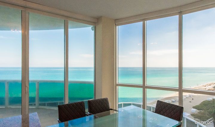 Spectacular Views from the Kitchen in Residence 701, For Rent at Trump Towers One, Luxury Oceanfront Condos in Sunny Isles Beach, Florida 33160