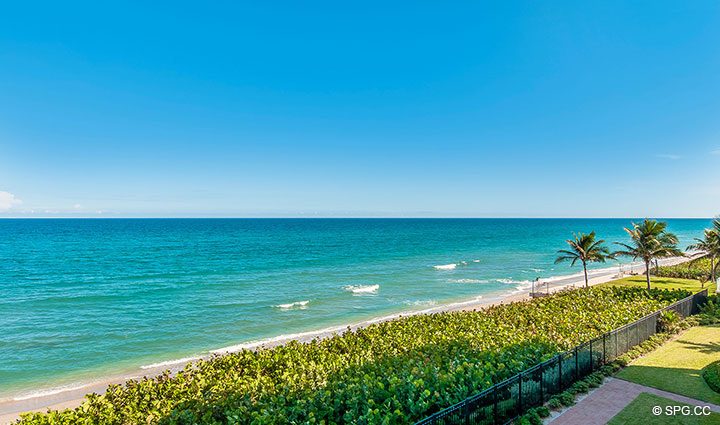 Terrace Views from Residence 406 at Bellaria, Luxury Oceanfront Condominiums in Palm Beach, Florida 33480.
