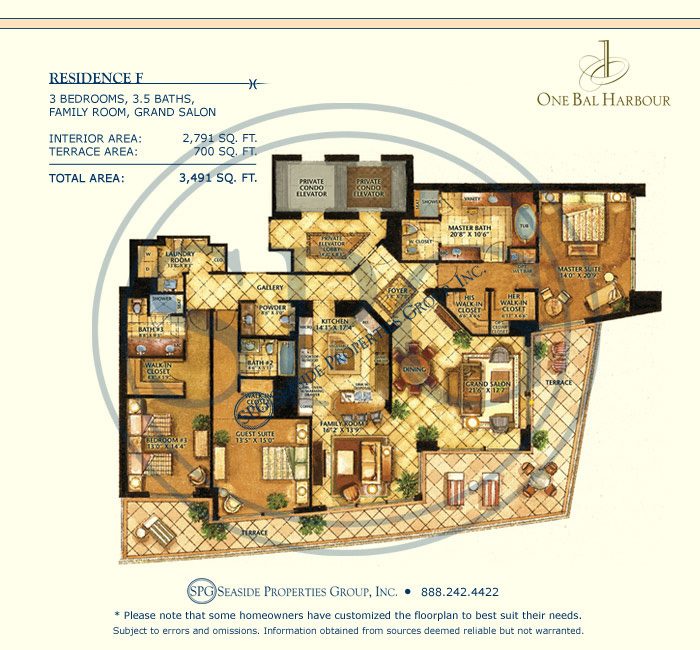 Residence F Floorplan at One Bal Harbour, Luxury Oceanfront Condo
