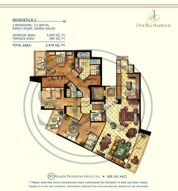 Residence C Floorplan at One Bal Harbour, Luxury Oceanfront Condo