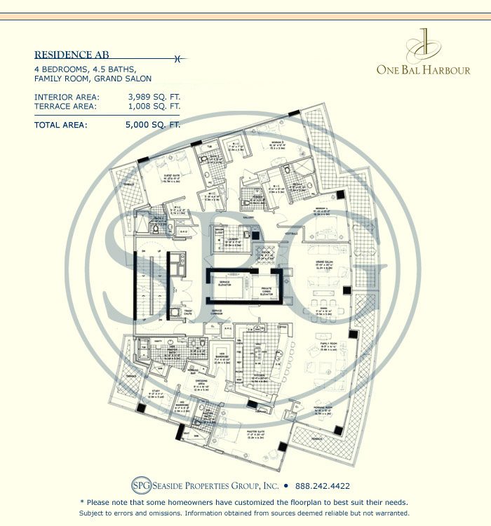 Residence AB Floorplan at One Bal Harbour, Luxury Oceanfront Condo