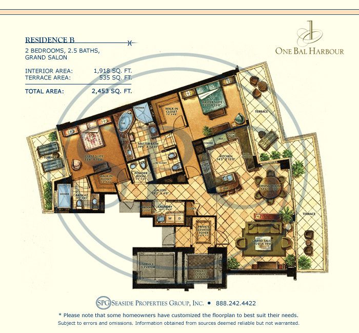Residence B Floorplan at One Bal Harbour, Luxury Oceanfront Condo