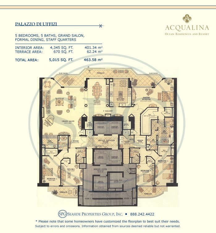 Palazzo Di Uffizi Floorplan at Acqualina Luxury Oceanfront Condo