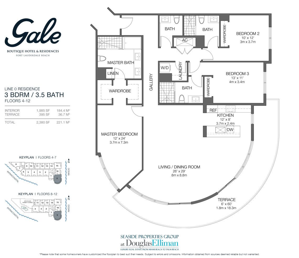 Line 0 Floorplan for Gale Hotel and Residences, Luxury Waterfront Condos in Fort Lauderdale, Florida 33304