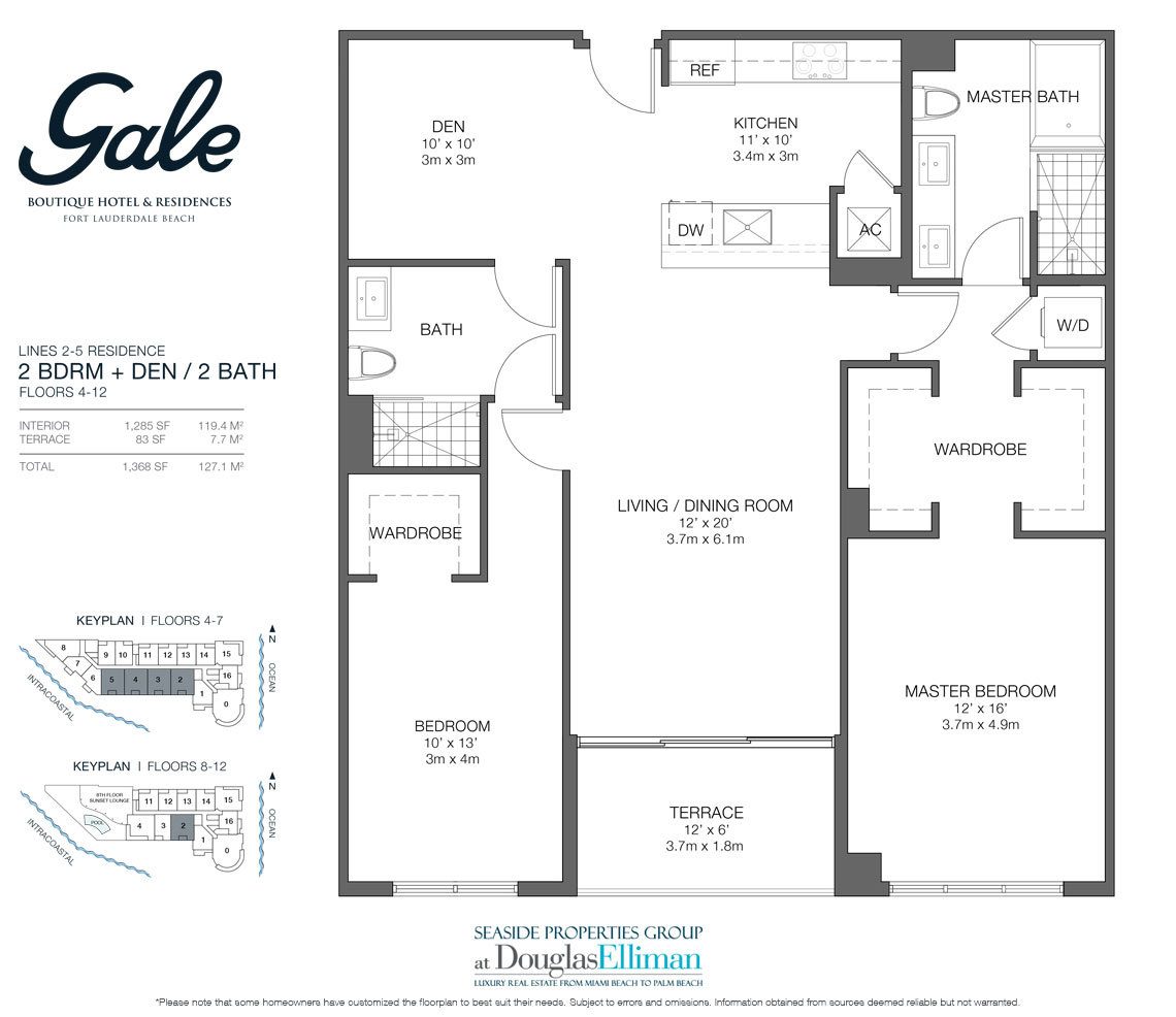 Line 2-5 Floorplan for Gale Hotel and Residences, Luxury Waterfront Condos in Fort Lauderdale, Florida 33304