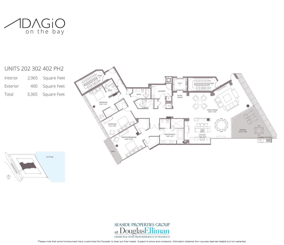 02 Floorplan for Adagio on the Bay, Luxury Waterfront Condos in Fort Lauderdale, Florida 33304