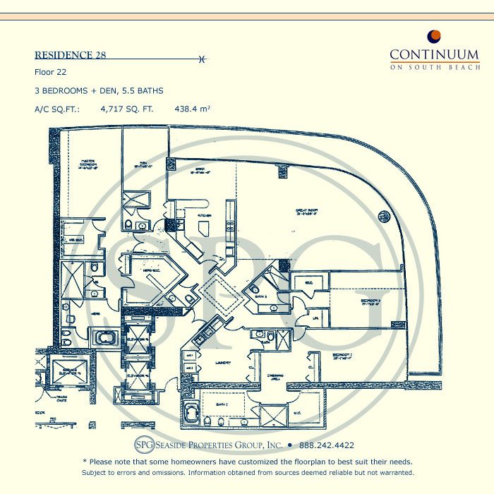 28 Floorplan for Continuum, Luxury Oceanfront Condos in Miami Beach, Florida 33139