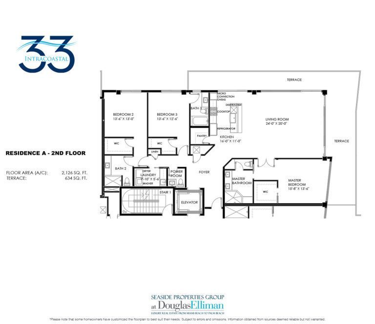 A2 Floorplan for 33 Intracoastal, Luxury Waterfront Condominiums in Fort Lauderdale, Florida 33306