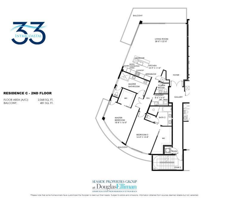 C2 Floorplan for 33 Intracoastal, Luxury Waterfront Condominiums in Fort Lauderdale, Florida 33306