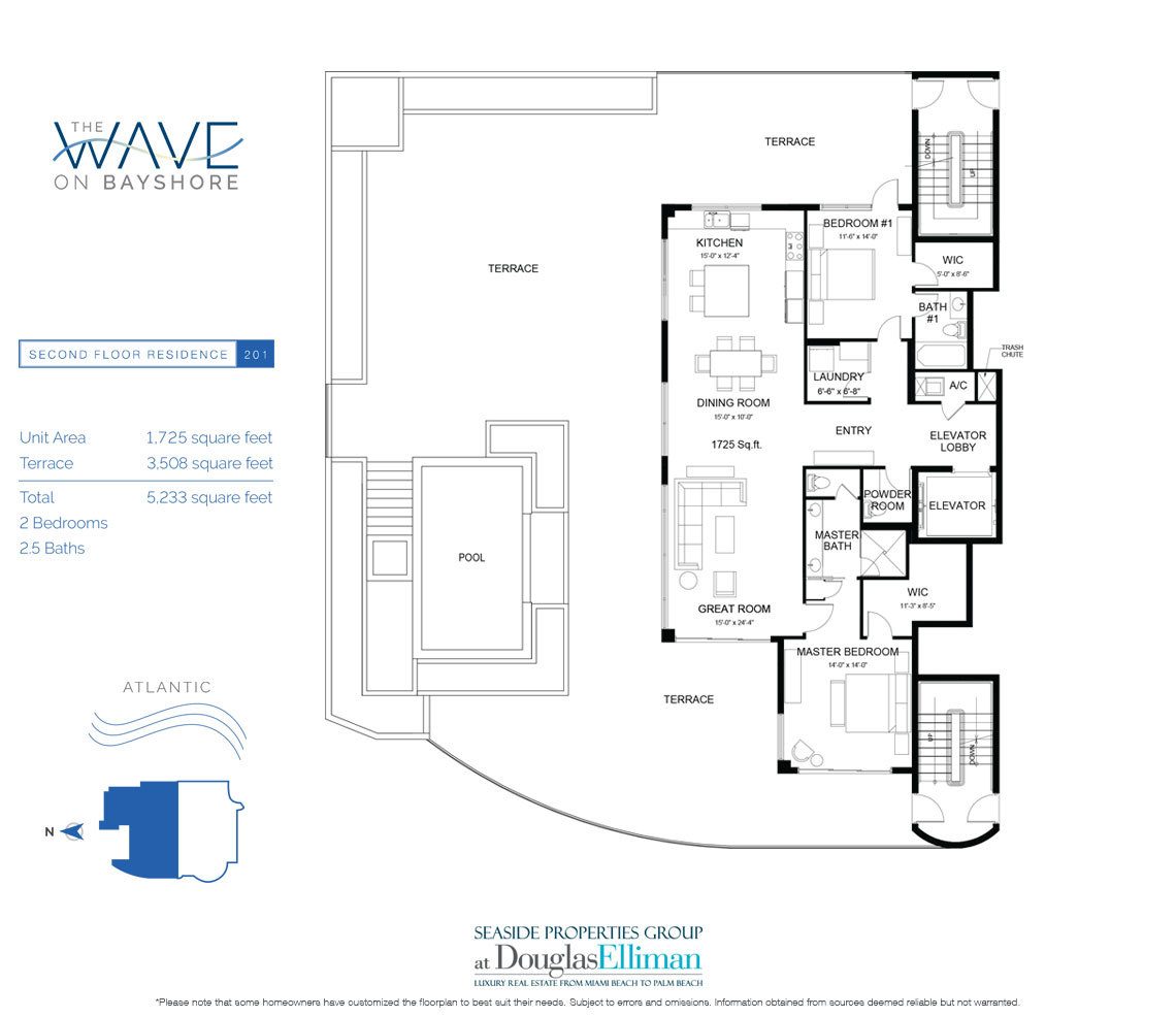 The Model 201 Floorplan at The Wave on Bayshore, Luxury Seaside Condos in Fort Lauderdale, Florida 33304