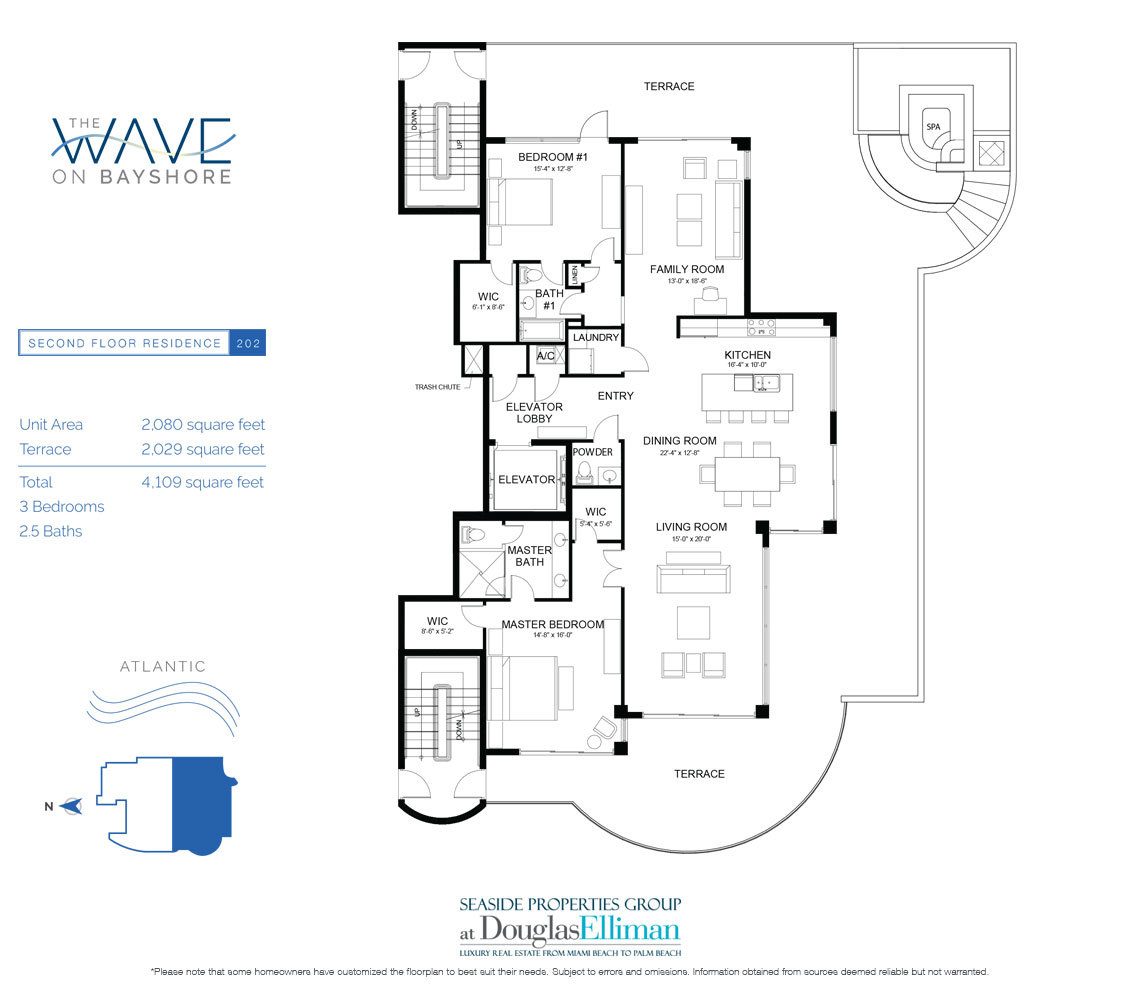 The Model 202 Floorplan at The Wave on Bayshore, Luxury Seaside Condos in Fort Lauderdale, Florida 33304