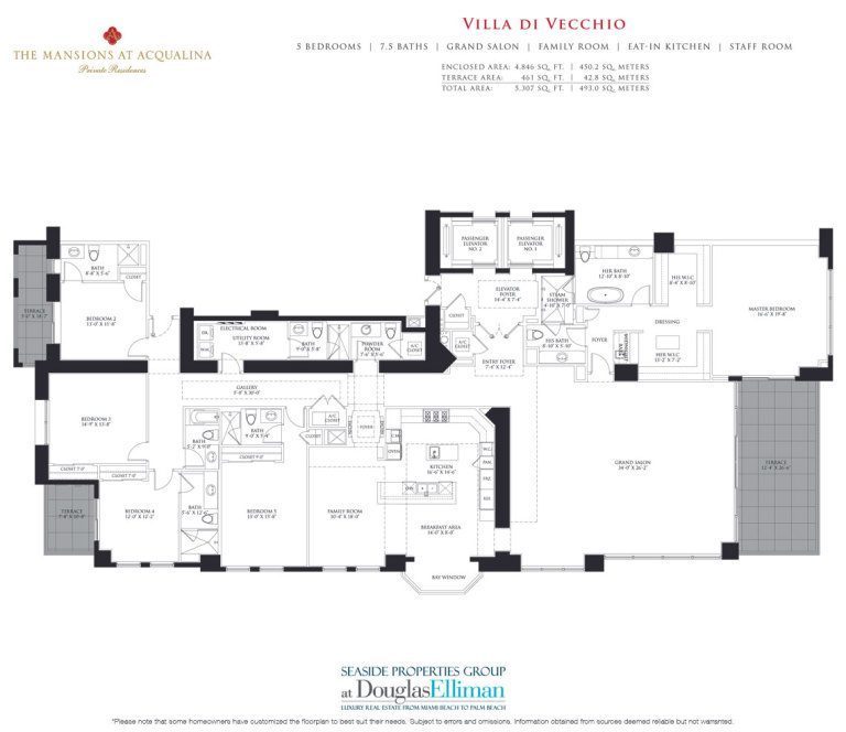 Mansions at Acqualina, Villa Di Vecchio Floorplan