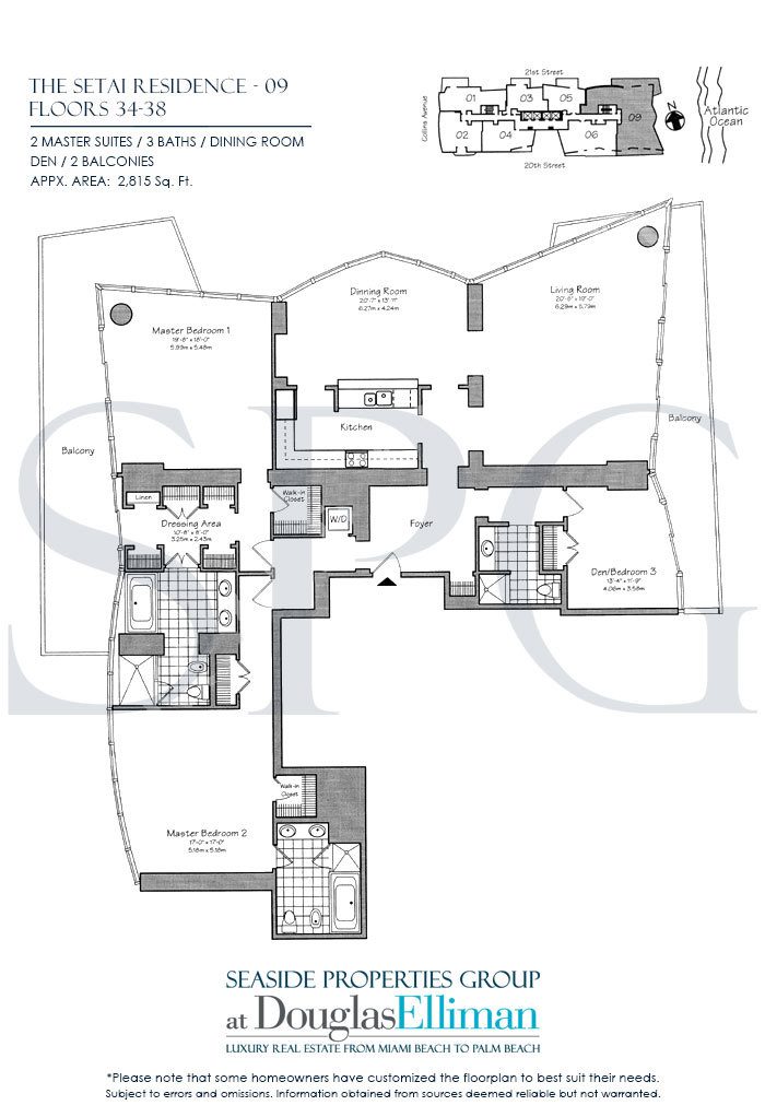 Residence 09 Floorplan at The Setai, Luxury Oceanfront Condo Residences on Miami Beach, Florida 33139