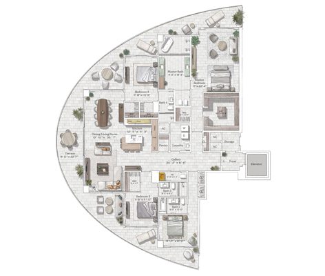 Thumbnail Floorplan for Residence 01 Five Park